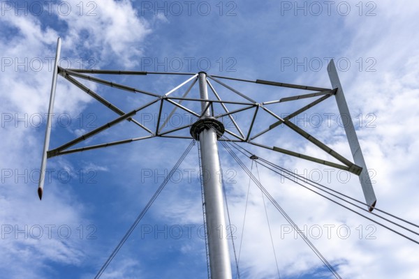 Vertical axis wind turbine, Darrieu wind turbine, 2 vertically mounted rotors rotate around the