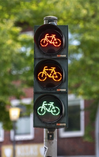 Bicycle traffic in Münster, bicycle traffic light, traffic light for bicycle traffic only, on a
