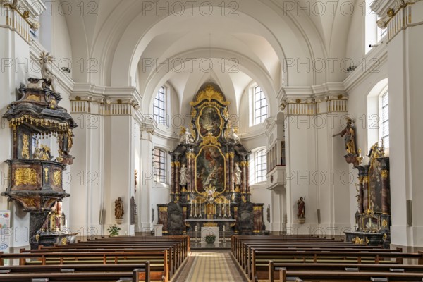 Interior of St John's Catholic Church in Donaueschingen, Baden-Württemberg, Germany