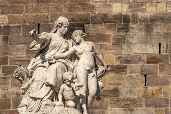 Group of figures of Mother Baar at the source of the Danube in Donaueschingen, Baden-Württemberg,