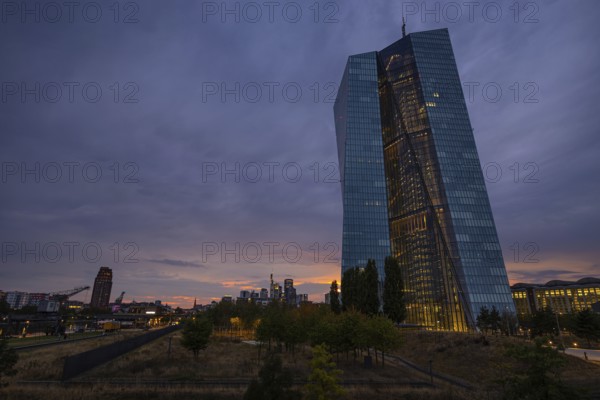 Clouds pass over the headquarters of the European Central Bank (ECB) in Frankfurt am Main shortly