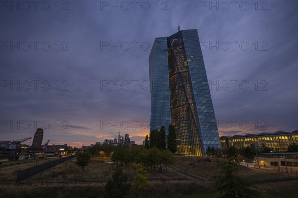 Clouds pass over the headquarters of the European Central Bank (ECB) in Frankfurt am Main shortly