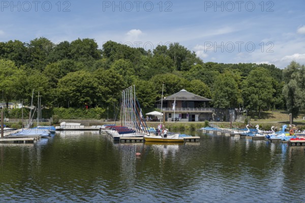 Boat hire at Heveney harbour, Oelbach, Lake Kemnader, Witten, Ruhr area, North Rhine-Westphalia,