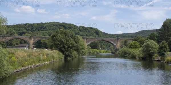 Ruhr Bridge over the Ruhr, Ruhr Viaduct, railway bridge, Herbede, Witten, Ruhr area, North