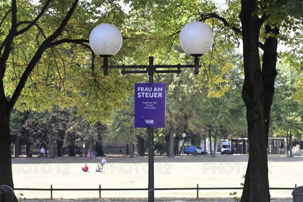 Posters for the North Rhine-Westphalia municipal election campaign in Bonn around the Hofgarten in