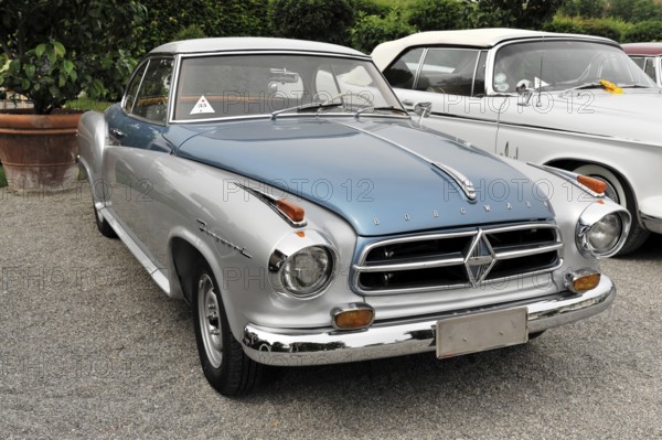 Borgward Isabella Coupe built in 1960, classic car, Blue-silver classic car with elegant lines on a