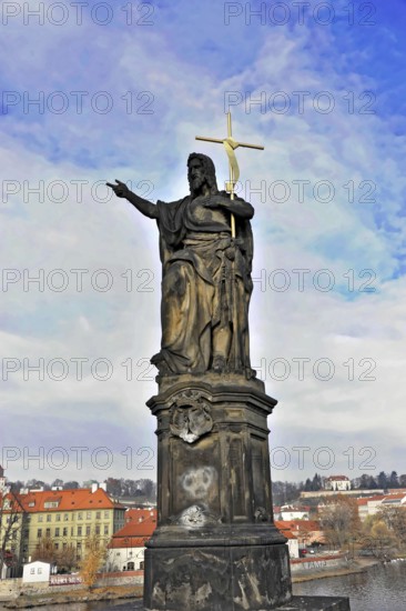 Statue on Charles Bridge, Old Town, UNESCO World Heritage Site, Prague, Czech Republic, Europe,