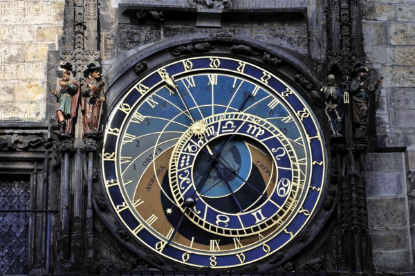 Old Town Hall, Old Town Square, Prague, Czech Republic, Complex dial of the astronomical clock with