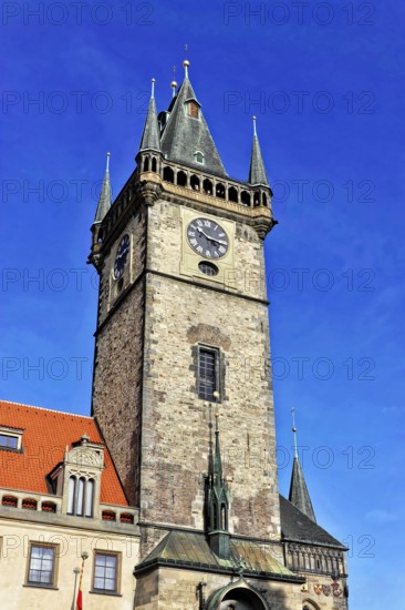 Old Town Hall, Old Town Square, Prague, Czech Republic, Europe, Historic clock tower in Prague with