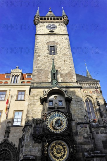 Old Town Hall, Old Town Square, Prague, Czech Republic, Historical tower with astronomical clock in