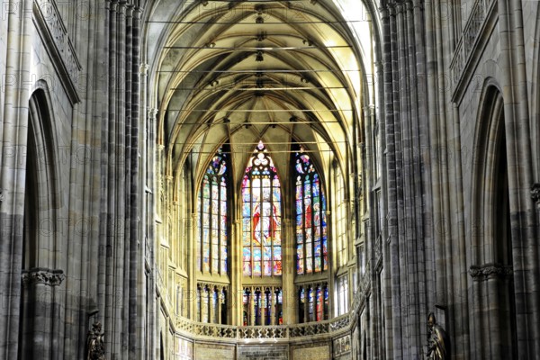 St. Vitus Cathedral, Hradcany, Prague, Czech Republic, Europe, Gothic church interior with ornate