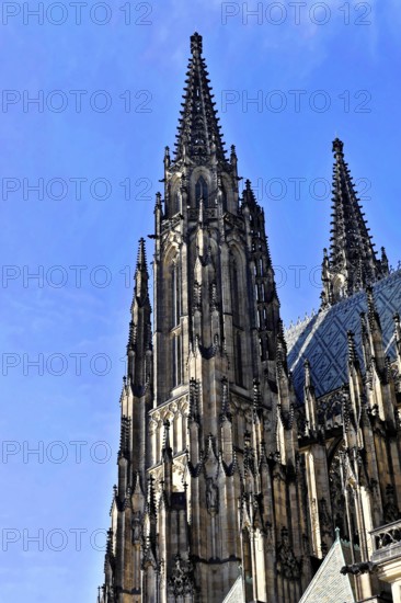 St Vitus or St Vitus Cathedral, Hradcany, Prague, Czech Republic, Europe, Detailed Gothic church
