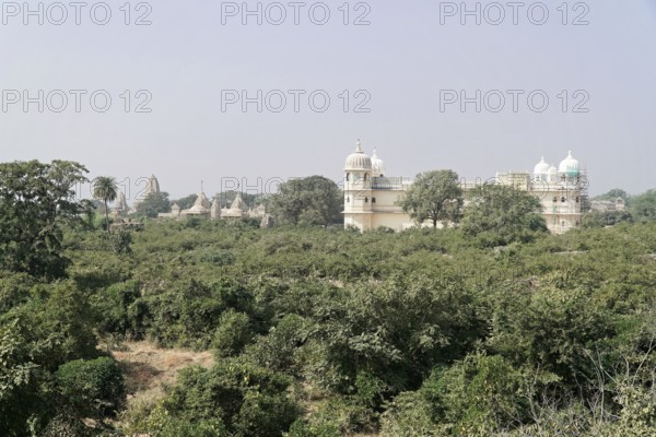 Kota, Rajasthan, North India, Asia, Indian landscape with lush greenery and historical buildings in
