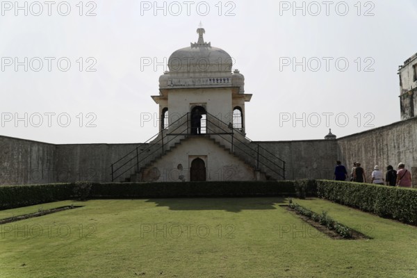 Kota, Rajasthan, North India, Asia, Old building with stairs in a well-kept garden, India