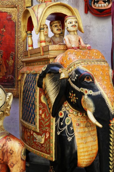 Udaipur, Rajasthan, North India, India, Asia, An elaborately decorated elephant figure with