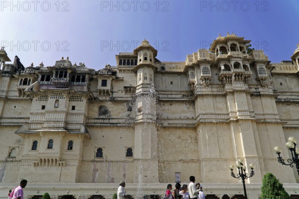 City Palace, Udaipur, Rajasthan, India, Asia, Magnificent Indian palace made of sandstone with