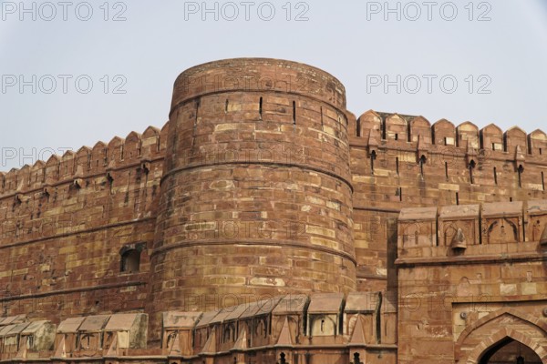 Red Fort, Agra, Uttar Pradesh, India, Defence wall of a historic brick fortress, Jodhpur,