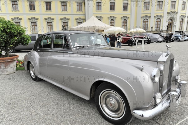Rolls-Royce Silver Cloud II, built in 1961, classic car, Silver elegant classic limousine next to a