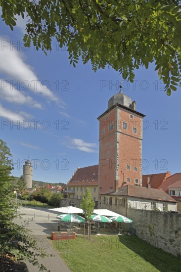 Historic Klingentor gate built in 1307 and town wall, dovecote tower, town fortification, town