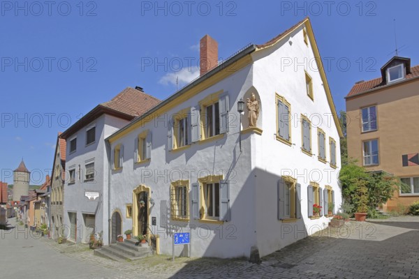 Historic building built in the 16th century and cent tower, Boxgasse, Ochsenfurt, Lower Franconia,
