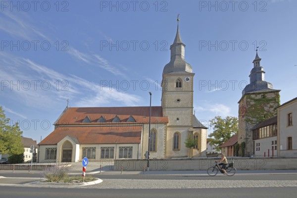 Late Gothic Holy Trinity Church and late Gothic gate tower, Saal an der Saale, Lower Franconia,
