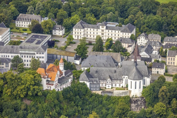 Aerial view, labour court Arnsberg, on the left senior citizens' residential park Klosterstraße,