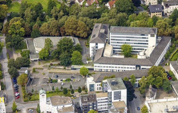 Aerial view, Westnetz GmbH Regional Centre Electricity Supply Company, left the Sauerland Theatre,