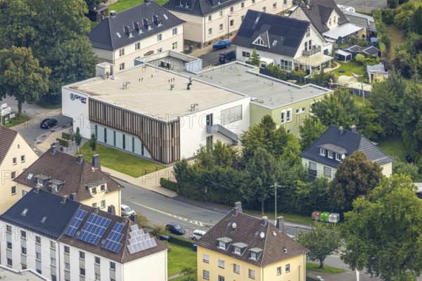 Aerial view, TV Arnsberg SPORTbahnhof Sporthalle, Clemens-August-Straße, Arnsberg, Ruhr area, North