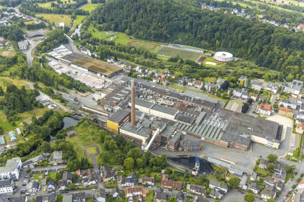 Aerial view, R.D.M. Arnsberg GmbH Papierfabrik Reno de Medici, Recycling-Karton location, above
