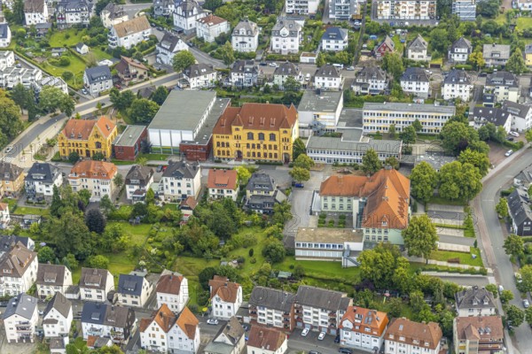 Aerial photo, Johannesschule and VHS Volkshochschule, Arnsberg, Ruhr area, North Rhine-Westphalia,