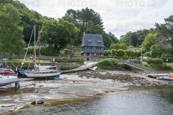 Waterside scenery at Pont-Aven, a commune in the Finistere department of Brittany in northwestern