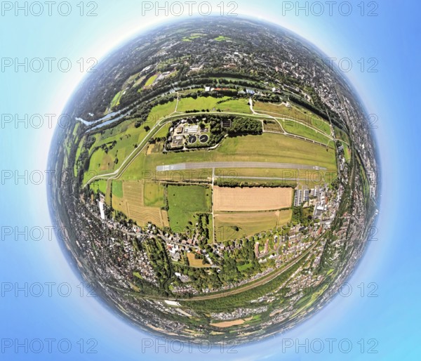 Aerial photograph, Hamm Lippewiesen EDLH airfield, Hamm Mattenbecke sewage treatment plant, earth