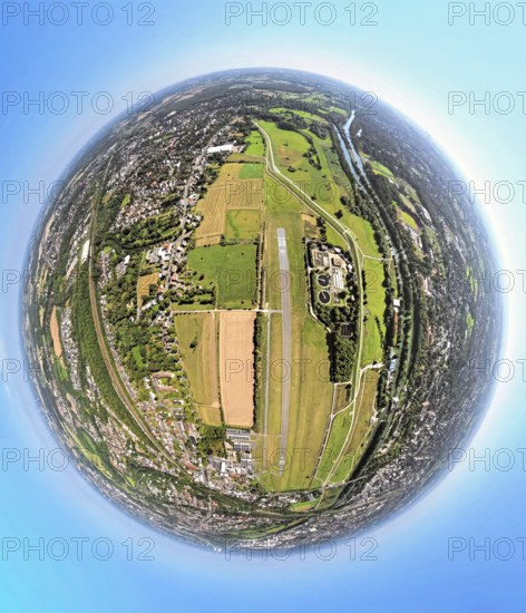 Aerial photograph, Hamm Lippewiesen EDLH airfield, Hamm Mattenbecke sewage treatment plant, earth