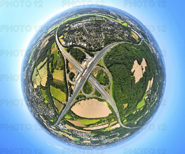 Aerial view, Westhofener Kreuz motorway junction with motorway A45 and motorway A1, construction