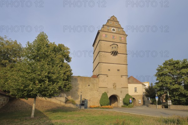 Historic Hohntor gate built in 1580, landmark, town gate, gate tower, Bad Neustadt an der Saale,
