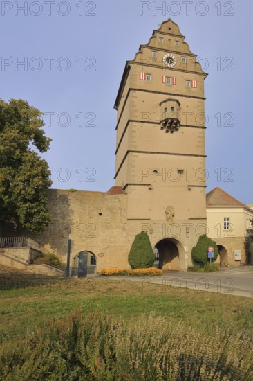 Historic Hohntor gate built in 1580, landmark, town gate, gate tower, Bad Neustadt an der Saale,