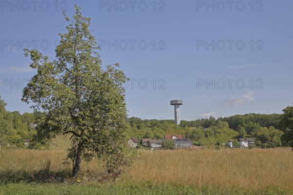 View of Bayernturm built in 1966 as border tower of the inner-German border to the GDR, watchtower,