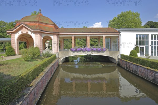 Wernarz spring temple built in 1911 and bridge over the river Sinn, temple, art nouveau,