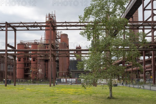 Pre-coolers and chimneys on the site of the coking plant, Zollverein Coal Mine Industrial Complex,