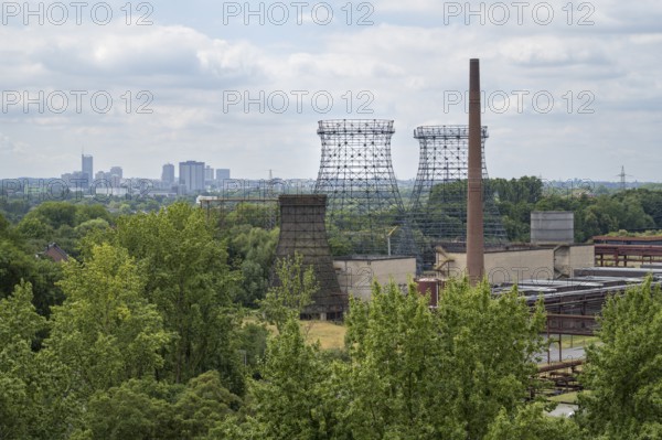 View from above from the coking plant to the cooling towers, Zollverein Coal Mine Industrial