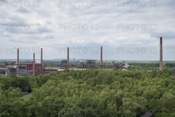 Chimneys on the site of the coking plant, view from the visitor terrace of the Ruhr Museum,