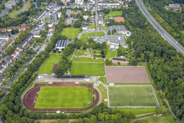 Aerial view, sports centre Große Wiese with football stadium and athletics stadium Große Wiese, SV