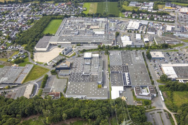 Aerial view, commercial area Westring, Bruchhausen, Arnsberg, Ruhr area, North Rhine-Westphalia,