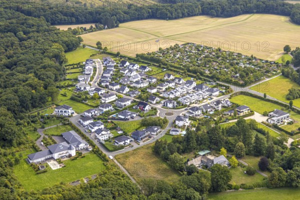 Aerial view, new housing estate Zum Dollberg, allotment garden association Neheim e. V., Neheim,