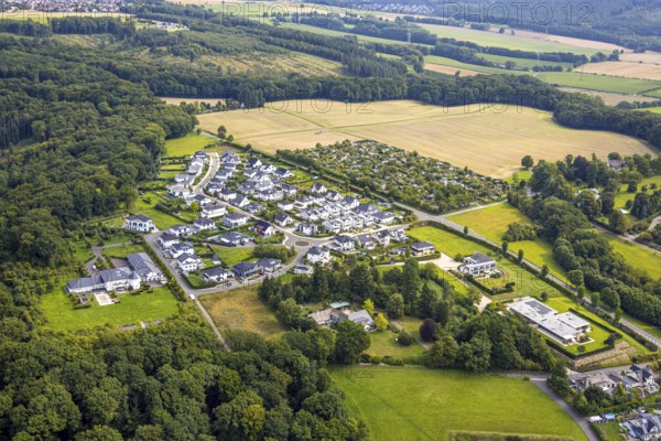 Aerial view, new housing estate Zum Dollberg, allotment garden association Neheim e. V., Neheim,