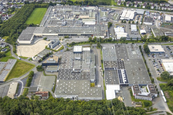 Aerial view, commercial area Westring, Bruchhausen, Arnsberg, Ruhr area, North Rhine-Westphalia,