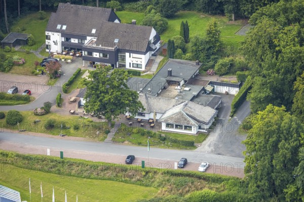 Aerial photo, Rodelhaus Hotel and Restaurant, Neheim, Arnsberg, Ruhr area, North Rhine-Westphalia,