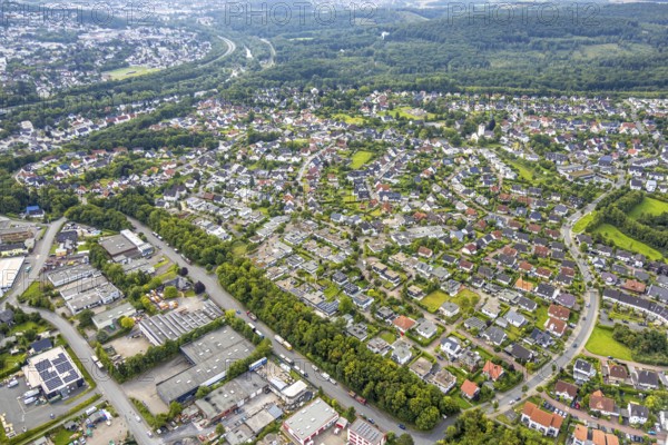 Aerial view, residential area, view of Bergheim, Arnsberg, Ruhr area, North Rhine-Westphalia,