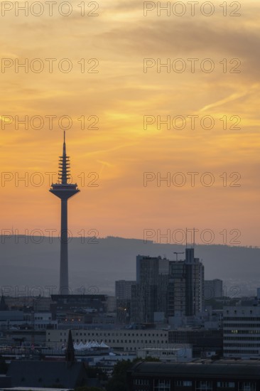 FRANKFURT, GERMANY - JUNE 12, 2025: Europaturm Telecommunications Tower in Frankfurt City at Sunset