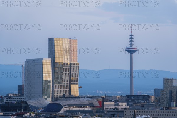 FRANKFURT, GERMANY - JUNE 12, 2025: Europaturm Telecommunications Tower in Frankfurt City in